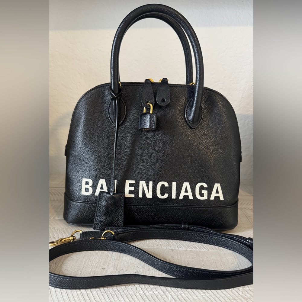 Balenciaga Black Calfskin leather Ville Top Handle.